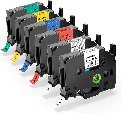 Cinta para rotuladora de colores compatible con Brother P-Touch TZe 0.472 in 0.47 cinta laminada TZ recambios de colores TZe-231 para PT-D210 D220