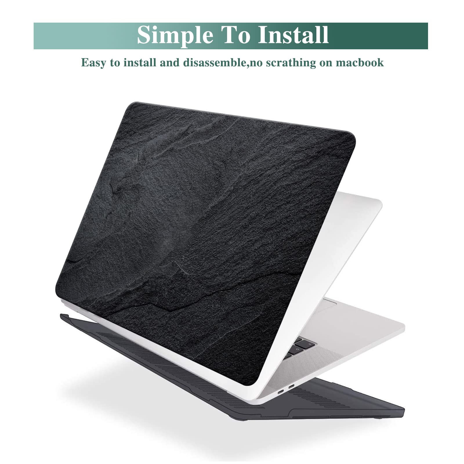 for MacBook Air 13.6 inch Case 2022 2023 2024 2025 Release M4 A3240 M3 A3113 M2 A2681 with Touch ID, Plastic Laptop Hard Shell Case & Keyboard Cover for M4 M3 M2 MacBook Air 13.6,Black Marble - 4