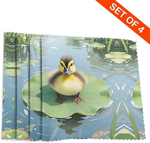 Miniatura 4 de Rectangular Placemats Set of 4, Heat Resistant Duck Printed Kitchen Dining Table Mats