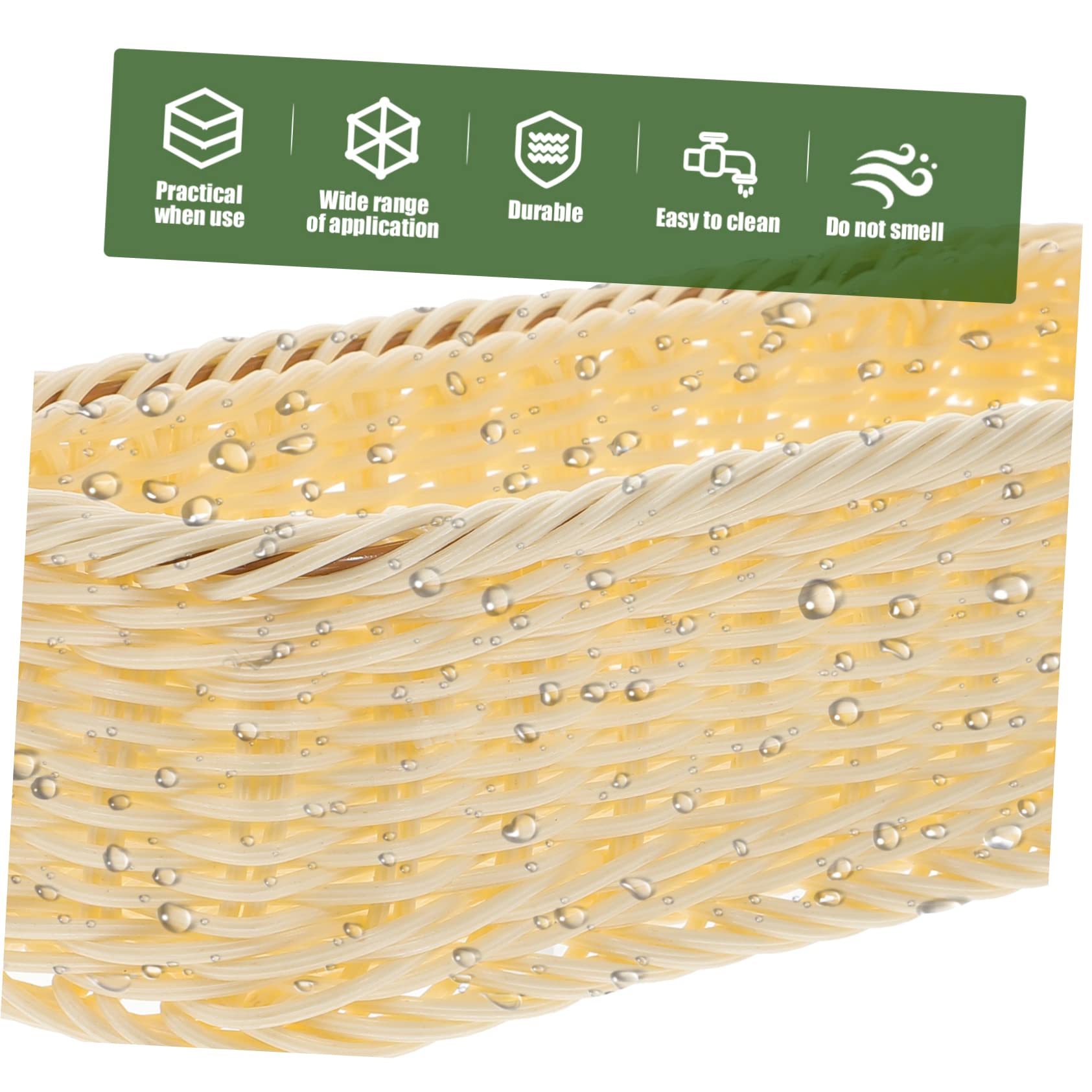 GRIRIW Seasoning Jar Storage Box Home Storage Baskets Sink Tray Bread Container Kitchen Woven Basket Rectangular Wicker Storage Basket Flatware Wicker Woven Basket Cultery Plastic Beige