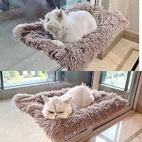 Vista 2 de Cat Window Hammock, Cat Window Perch with Fluffy Blanket, Easy to Assemble Cats Window Resting Seat for Sunbathe Indoor