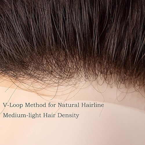 Miniatura 5 de GEX Toupee - Peluca de cabello humano para hombre, 0.003 in, piel fina, 8x10 pulgadas, marrón claro, mezclado con 10% gris, duradero, sistemas de