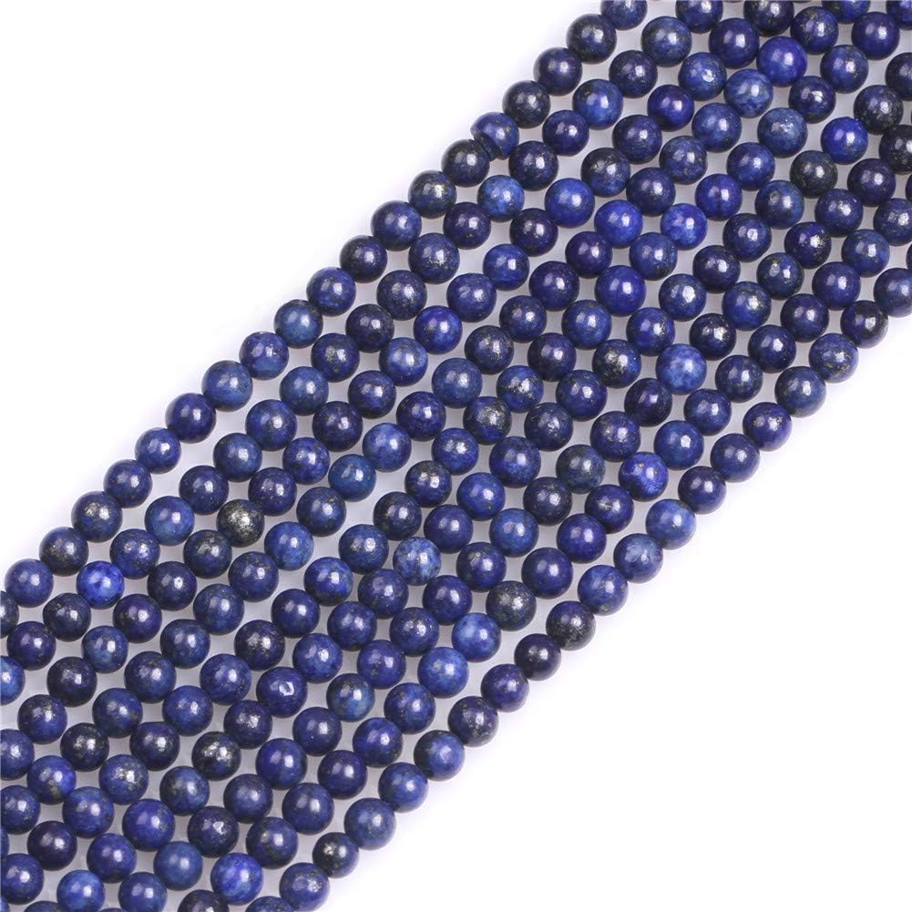 GEM-Inside 4mm Dyed Lapis Lazuli Round Gemstone Semi Precious Loose Beads for Jewellery Making 15''