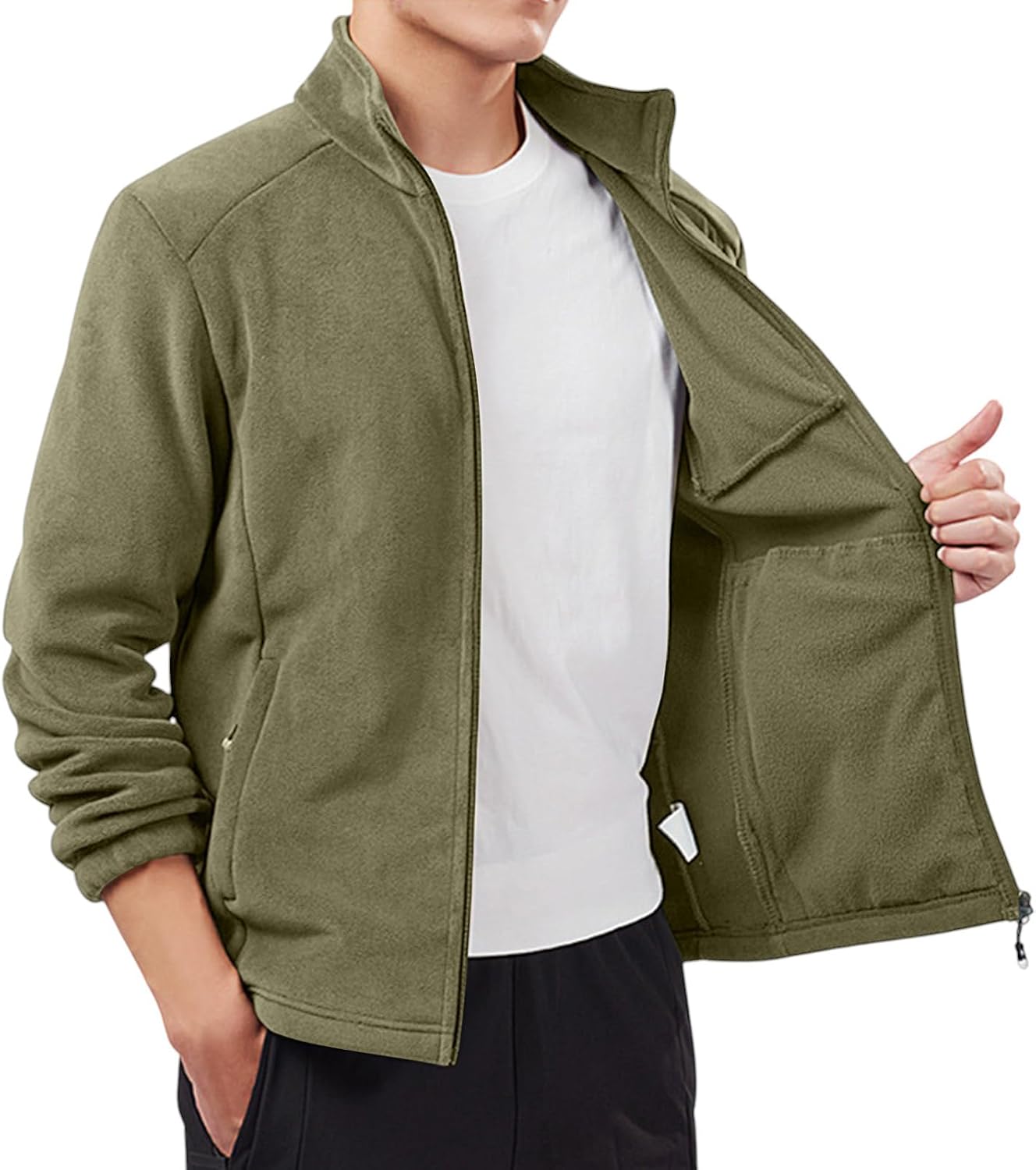 Mens Full Zip Up Casual Stylish Coats 2025 Winter Outdoor Long Sleeve Cardigan Windproof Coat With Pockets