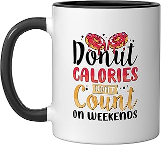 Donut calories don't count - Donuts Ceramic Mug, Black/White