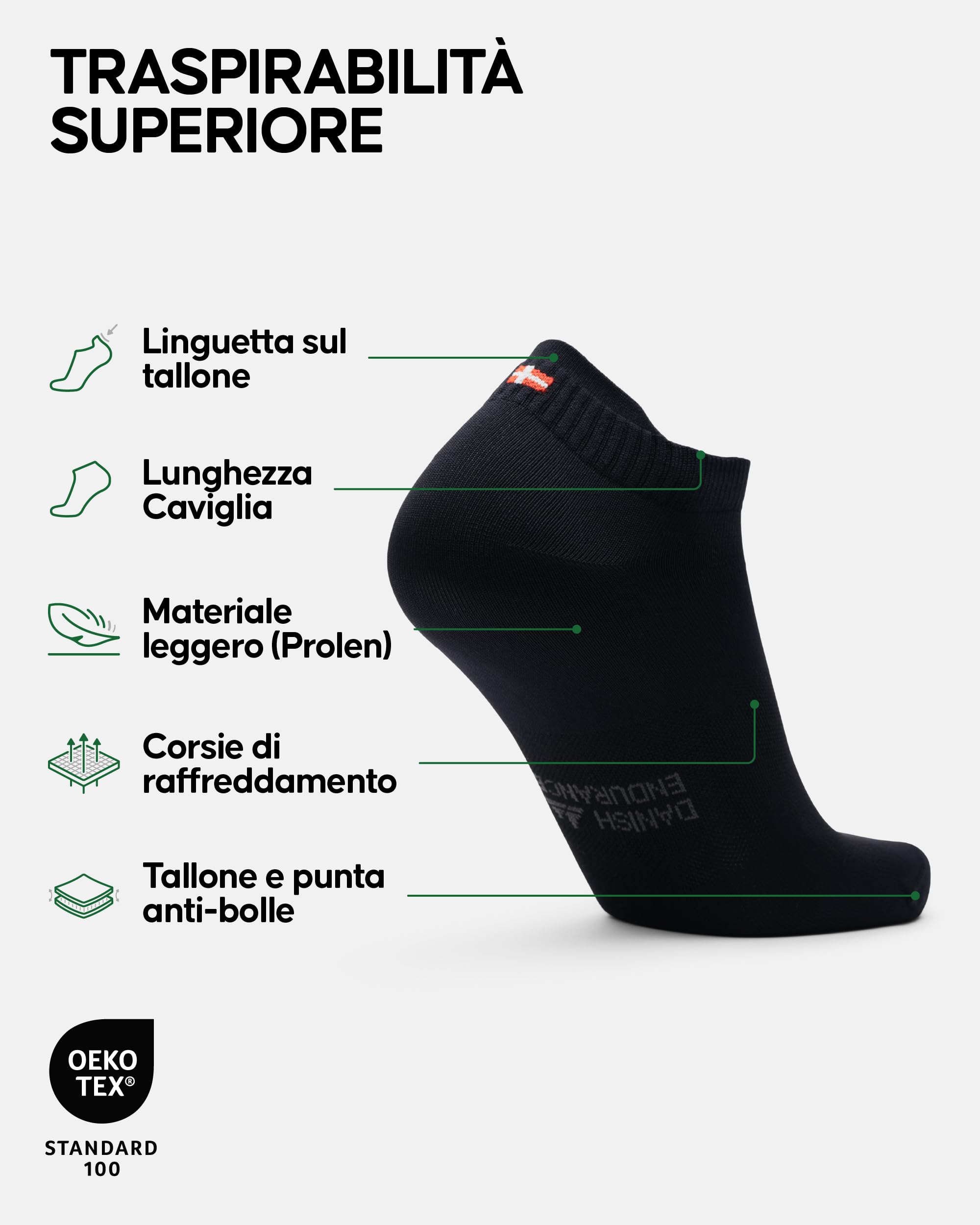 DANISH ENDURANCE Calzini da Running Uomo Donna Corti, Calze da Corsa Anti Vesciche, Tecnici e Sport, 3 o 5 Paia