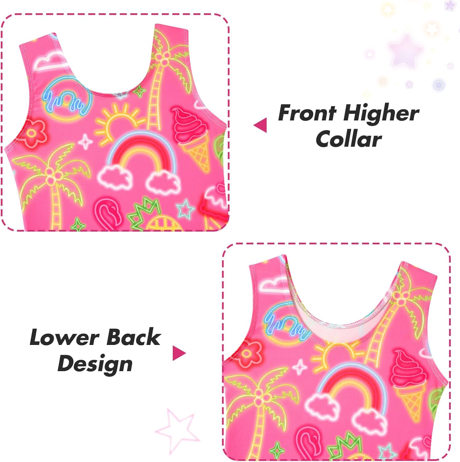 2 Packs Gymnastics Leotards for Girls Toddler Dance Biketards Tumbling Outfit Rainbow Biketard with Shorts - Image 4