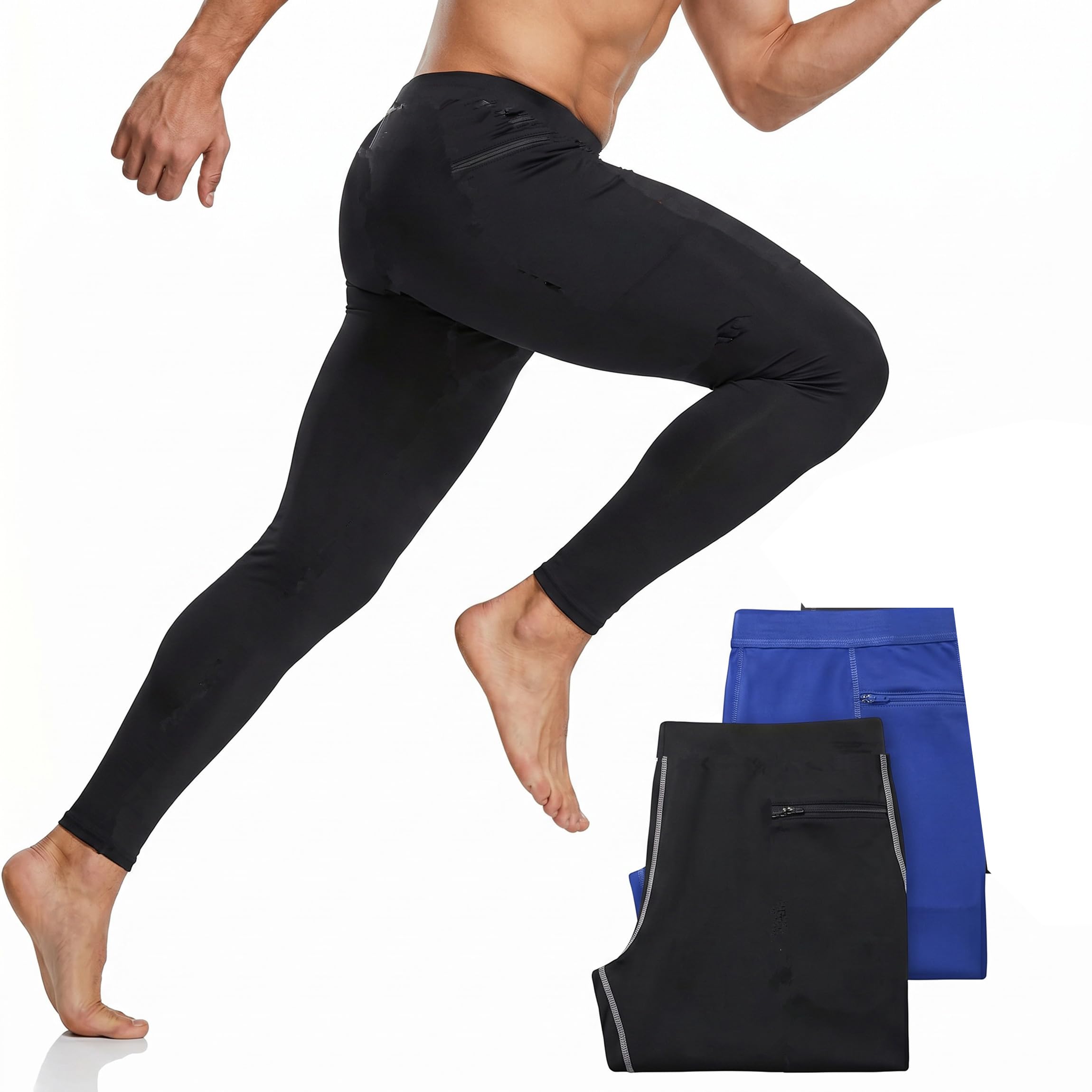 SANANG Pack de 3 Leggings de Compresión Hombre | Músculo Termorregulación for Running, Ciclismo, Gym