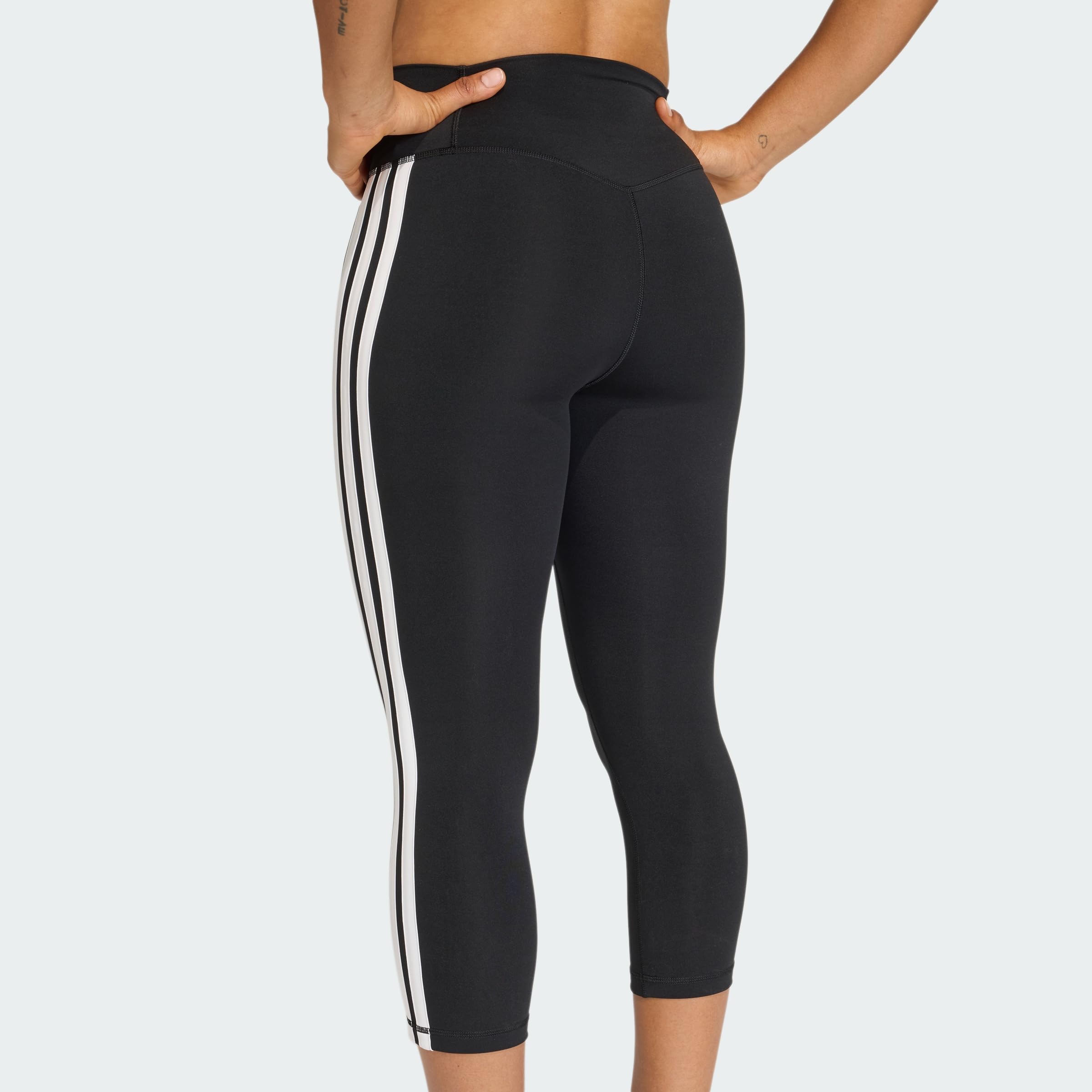 adidas Kobiety Optime Essentials Workout 3-Stripes 3/4 Leggings Tights, black/white, XXS