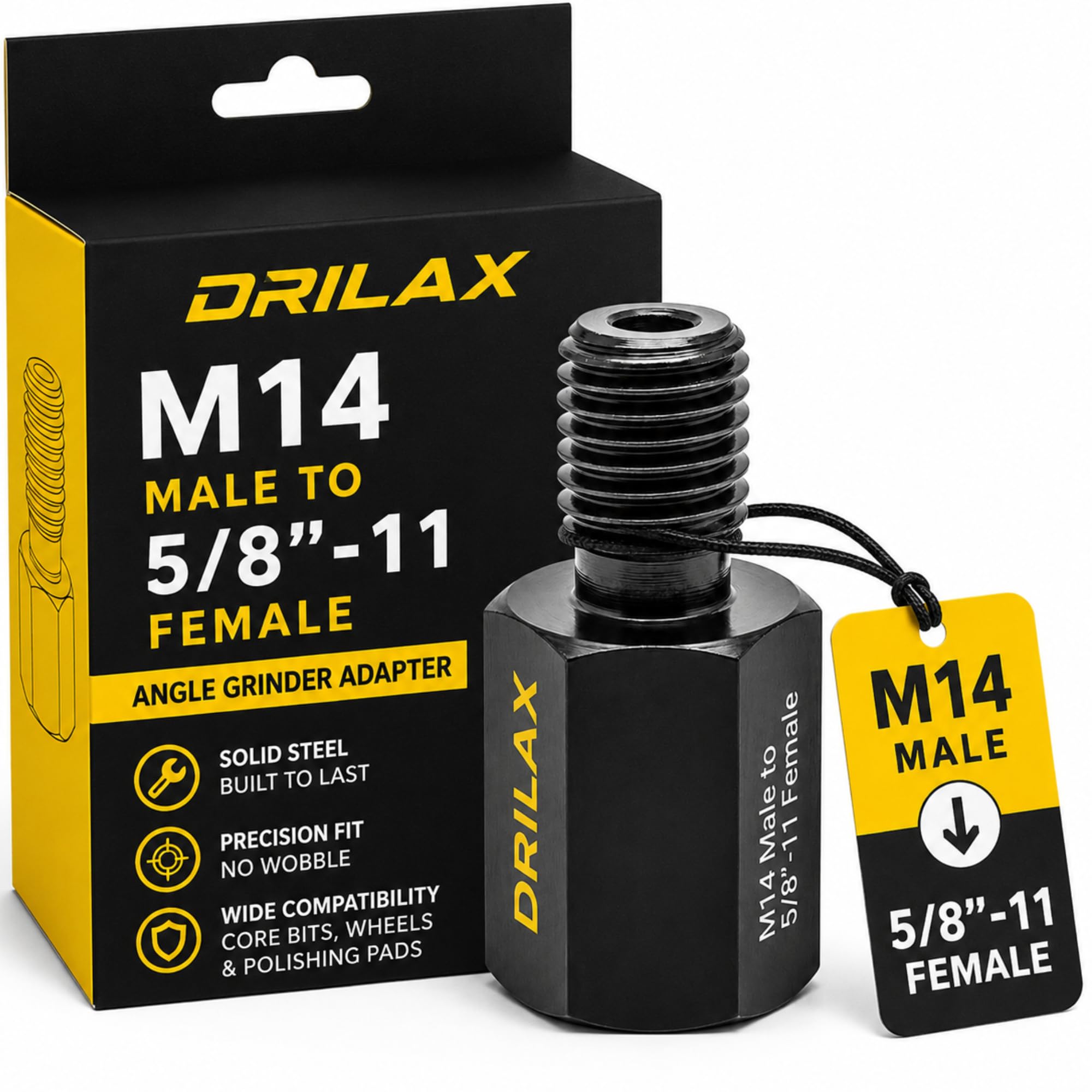 Drilax 5/8"-11 to 3/8" Drill Adapter – Converts Angle Grinder Accessories to Standard Cordless Drills | for Diamond Hole Saws, Grinding Cups & Polishing Pads — Amazon image 12