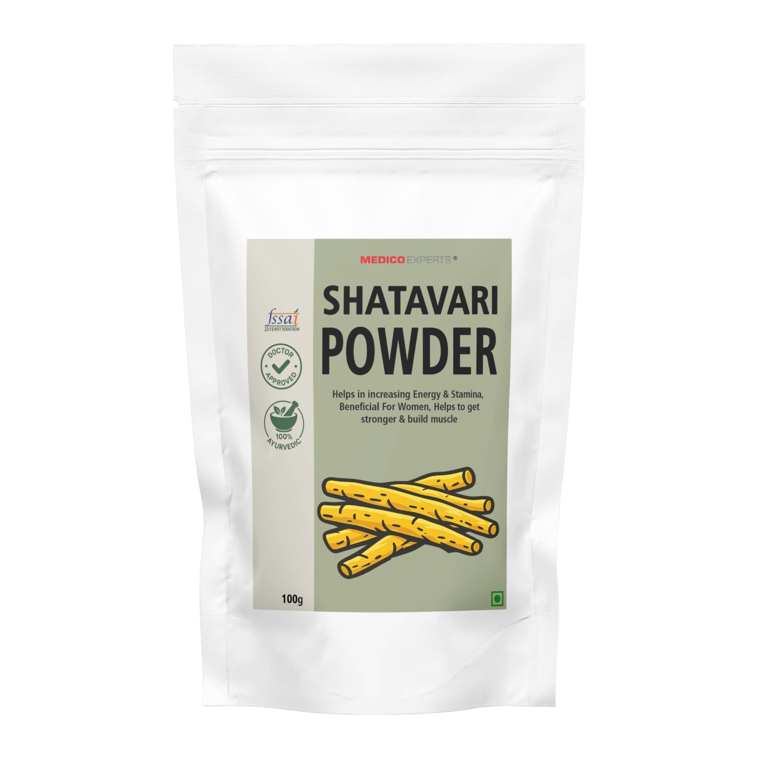 MedicoExperts Yellow Shatavari Powder Organic | Helps Balance Women's Hormones & Reproductive Health | Supports Energy & Vitality | No Preservatives - (100gm)
