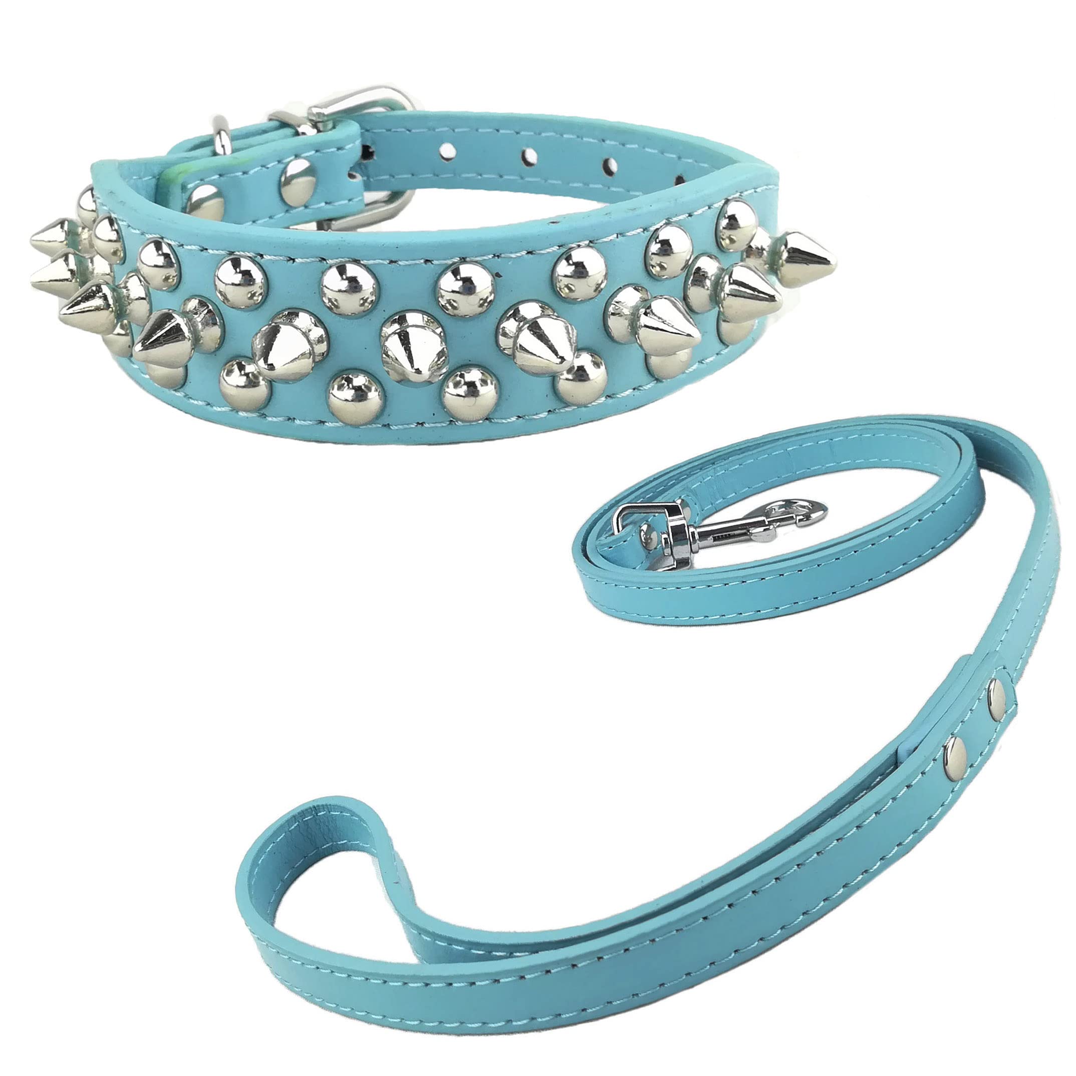 Newtensina Fashion Dog Collars and Leash Set Soft Studded Collar with Dog Leash for Small Dogs Medium Dogs — image 1