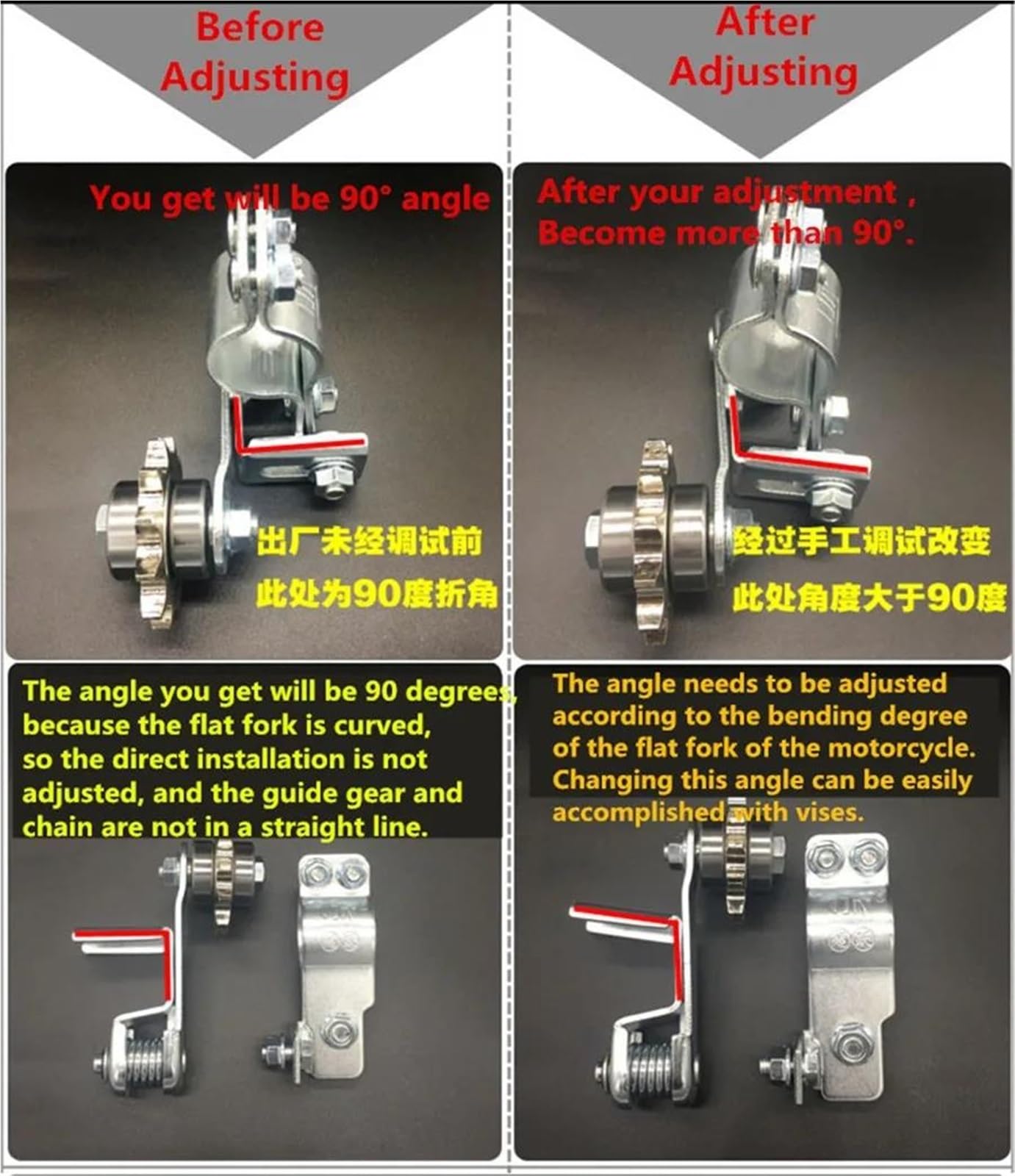 Tendicatena Automatico con Ruota Dentata in Acciaio per Motocicletta, Guida Catena Antiscivolo, Regolatore Catena A Rulli con Bullone, Forcella Quadrata