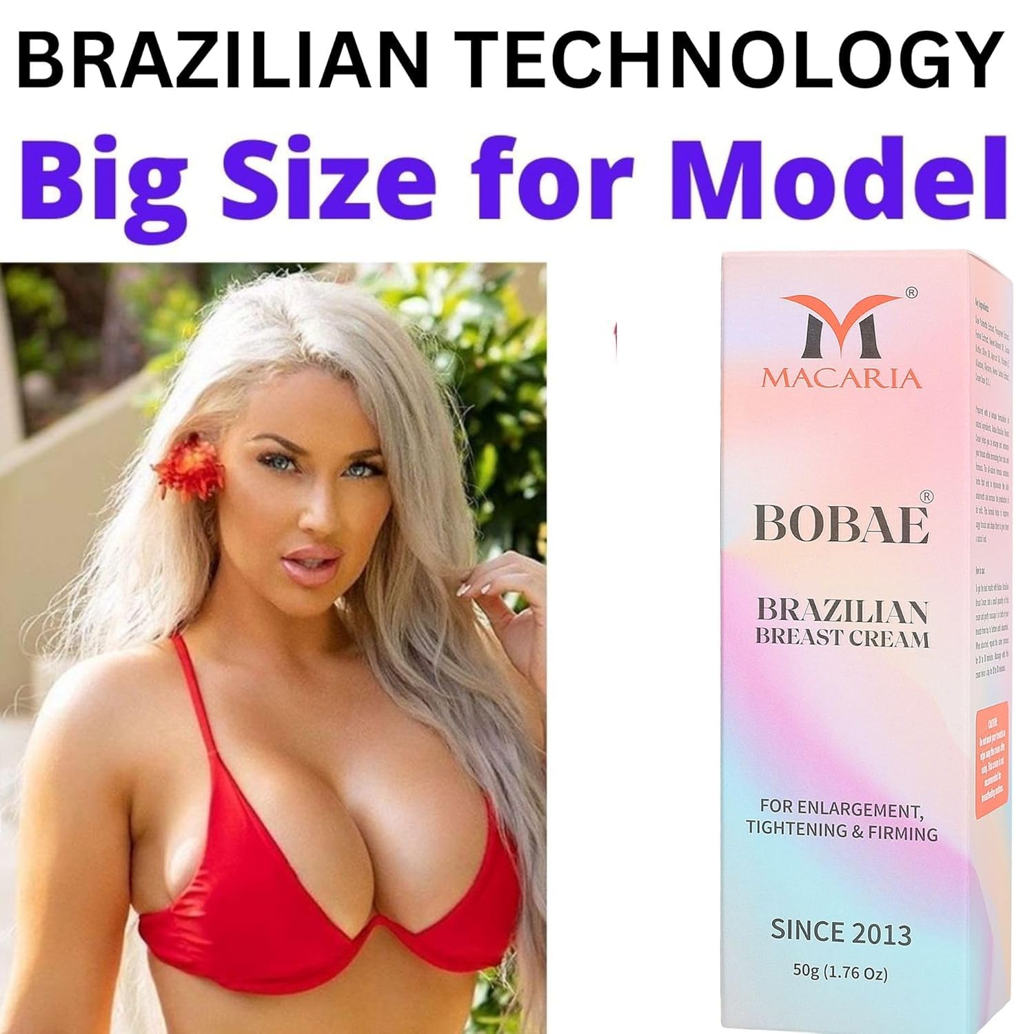 Bobae Brazilian Breast Lift Cream, Brazilian Breast Care Cream, Breast Grow Fast Cream, Strengthens Skin Elasticity & Firmness breast cream enlargement Grow Fast