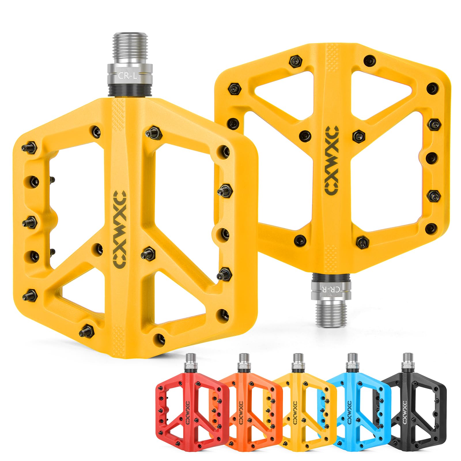 CXWXC Mountain Bike Pedals - Lightweight Nylon Fiber Bicycle Pedals - Platform Pedals for BMX Mountain Bike 9/16