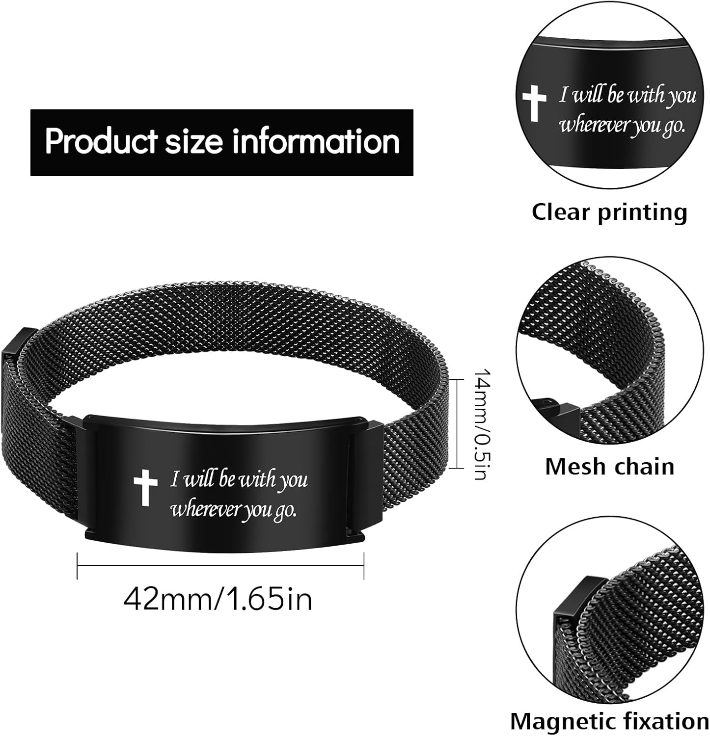 Cross Bible Verse Bracelet Stainless Steel Adjustable Christian Faith Link Bracelet Christian Religious Gift for Men Women Teenage Son Grandson Confirmation Christmas Stocking stuffers - Image 5