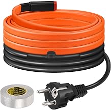 Heating Cable with Thermostat BDDFOTO 25 W/m Self-Regulating Heating Tape Frost Protection Heating Wire IP65 Waterproof for Protection of Water Pipes Gutters and Willow Drinks 3 m