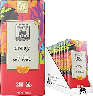 Endangered Species Chocolate Orange + 60% Dark Chocolate - 3 Ounce (Pack of 12)
