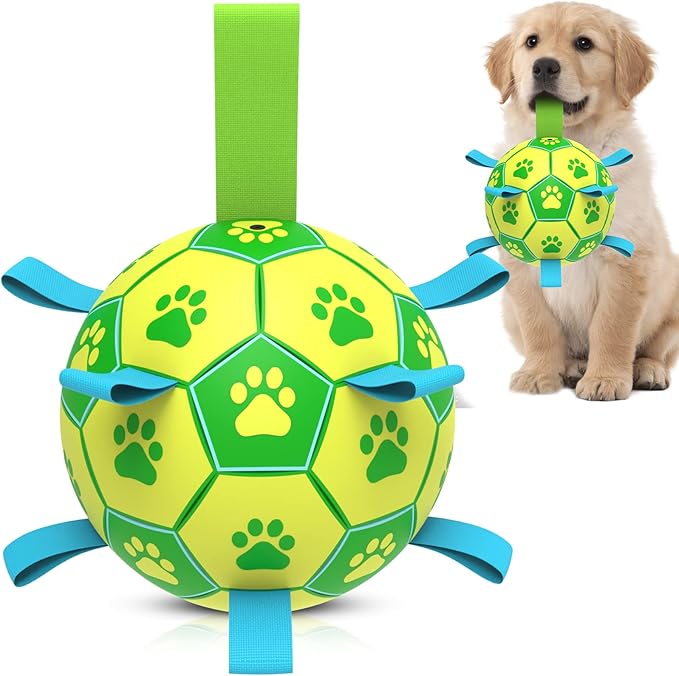 Pet Supplies QDAN Dog Toys Soccer Ball, Interactive Dog Toys for Tug