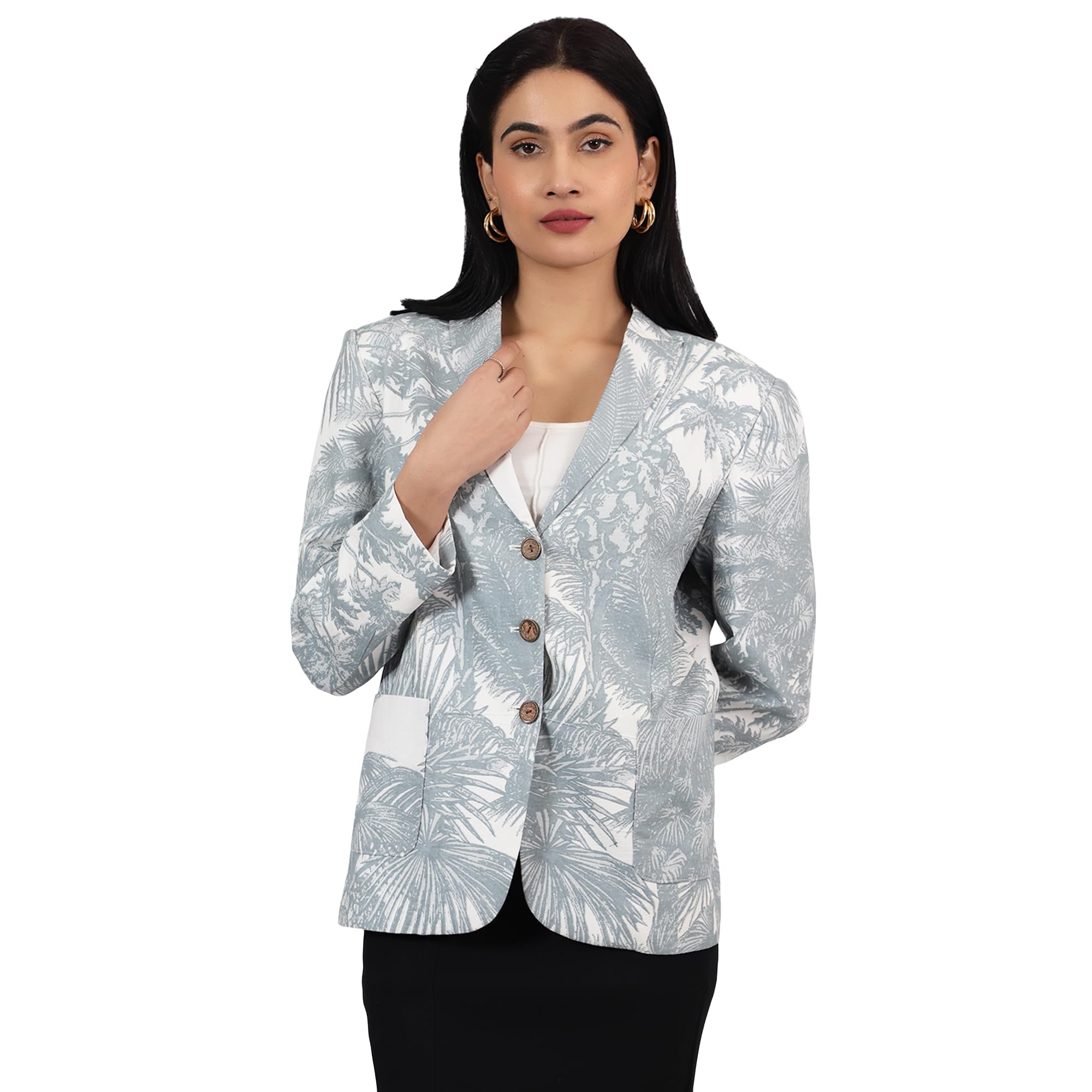 indophilia Womens Bagru Grey Cotton Blazer-picture-55