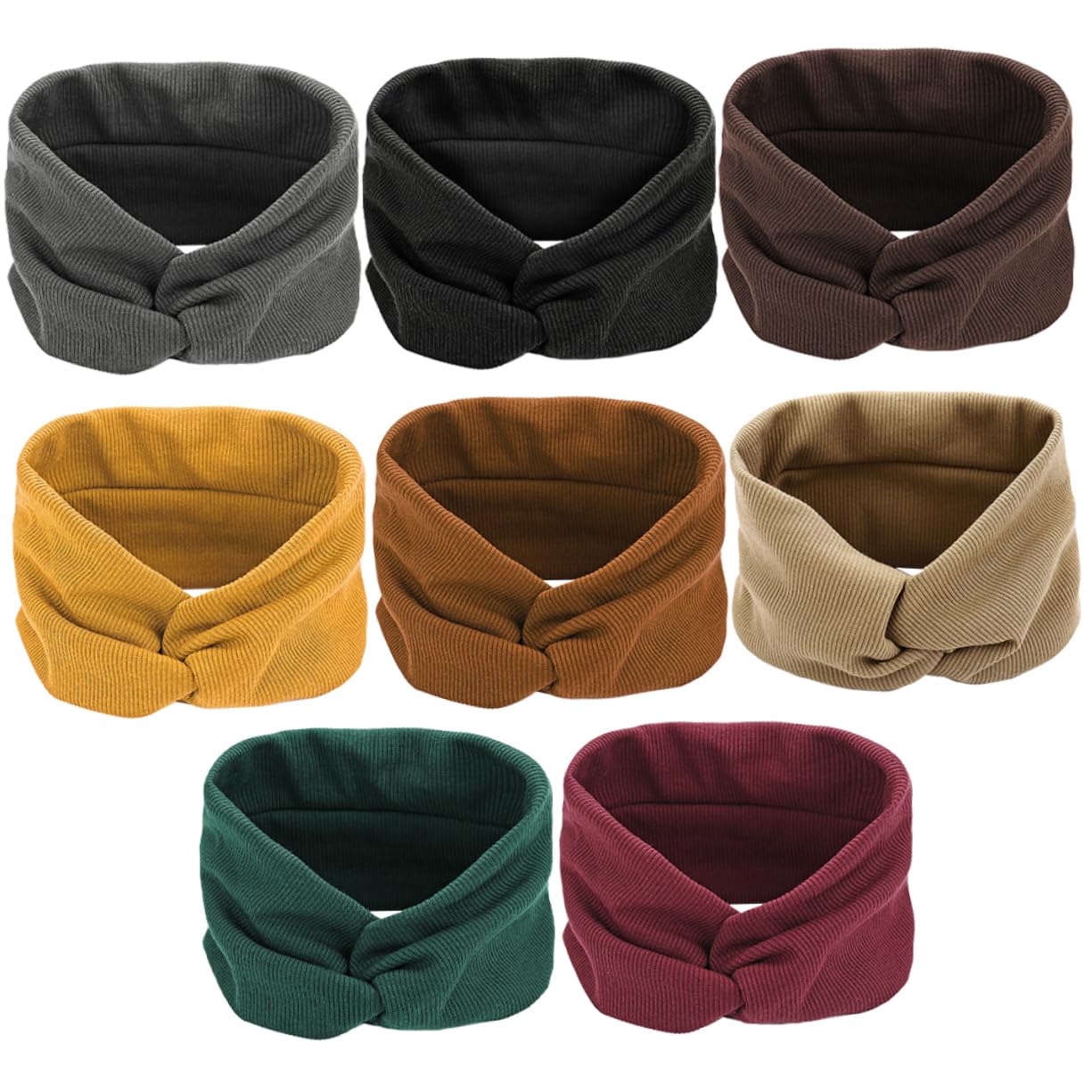 8 Fasce Elastiche per Chioma in Cotone e Gomma, Comode e Resistenti, Perfette per Yoga e Attività Ricreative, Set di 8 Pezzi per Uso Quotidiano