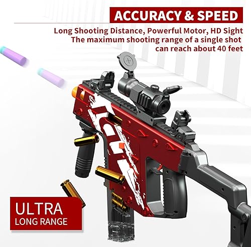 Miniatura 3 de Pistola de juguete con balas suaves, expulsión automática de balas de espuma con 100 dardos, funda de 40 balas, 2 revistas y objetivo, modelo de