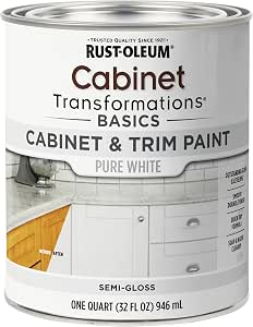 Rust-Oleum Transformations Basics Cabinet & Trim Paint, Quart, Pure White, 32 Fl Oz
