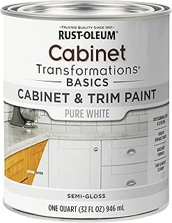 Rust-Oleum 372007 Transformations Basics Cabinet & Trim Paint, Quart, Pure White, 32 Fl Oz (Pack of 1)