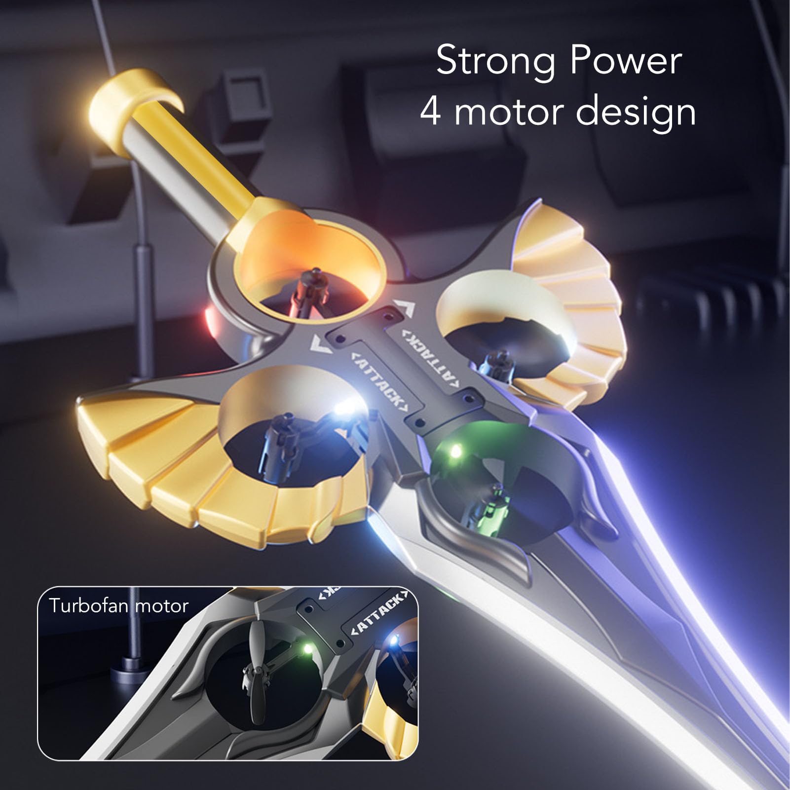 Garsent Flying Sword RC Planeador con Piloto Automático, Control Remoto de Acrobacias de Espada Voladora, Onda Manual, Avión RC Ligero, para Adolescentes y Adultos, Juguete de Avión de (Oro Negro)