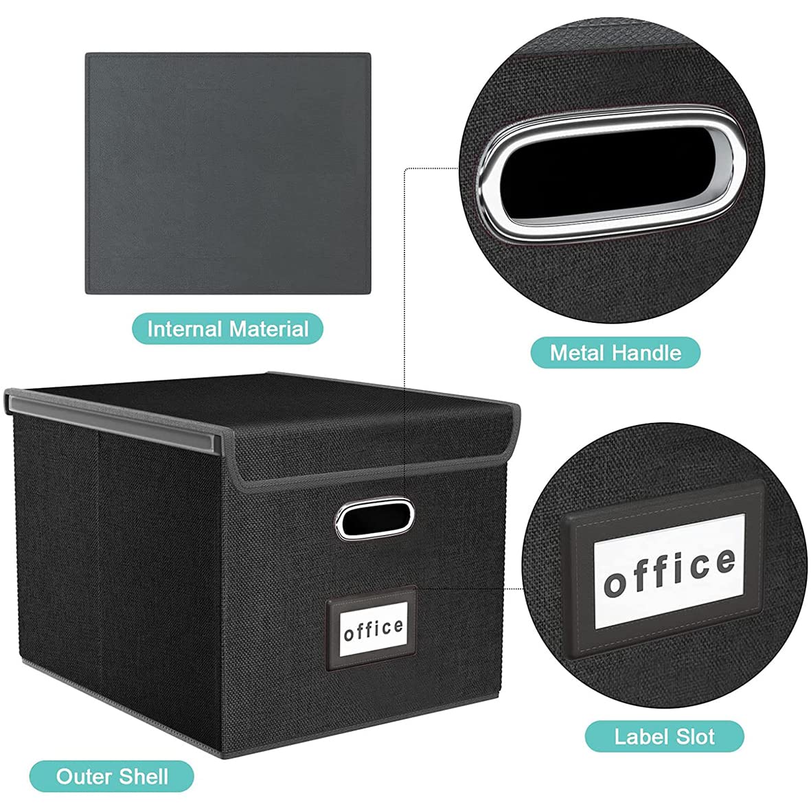 Okydoky Scatole di archiviazione con coperchio, Scatola per file sospesi A4 realizzata in fibra di legno e carta con elegante aspetto lino, adatta per casa e ufficio, e scatole di archiviazione per