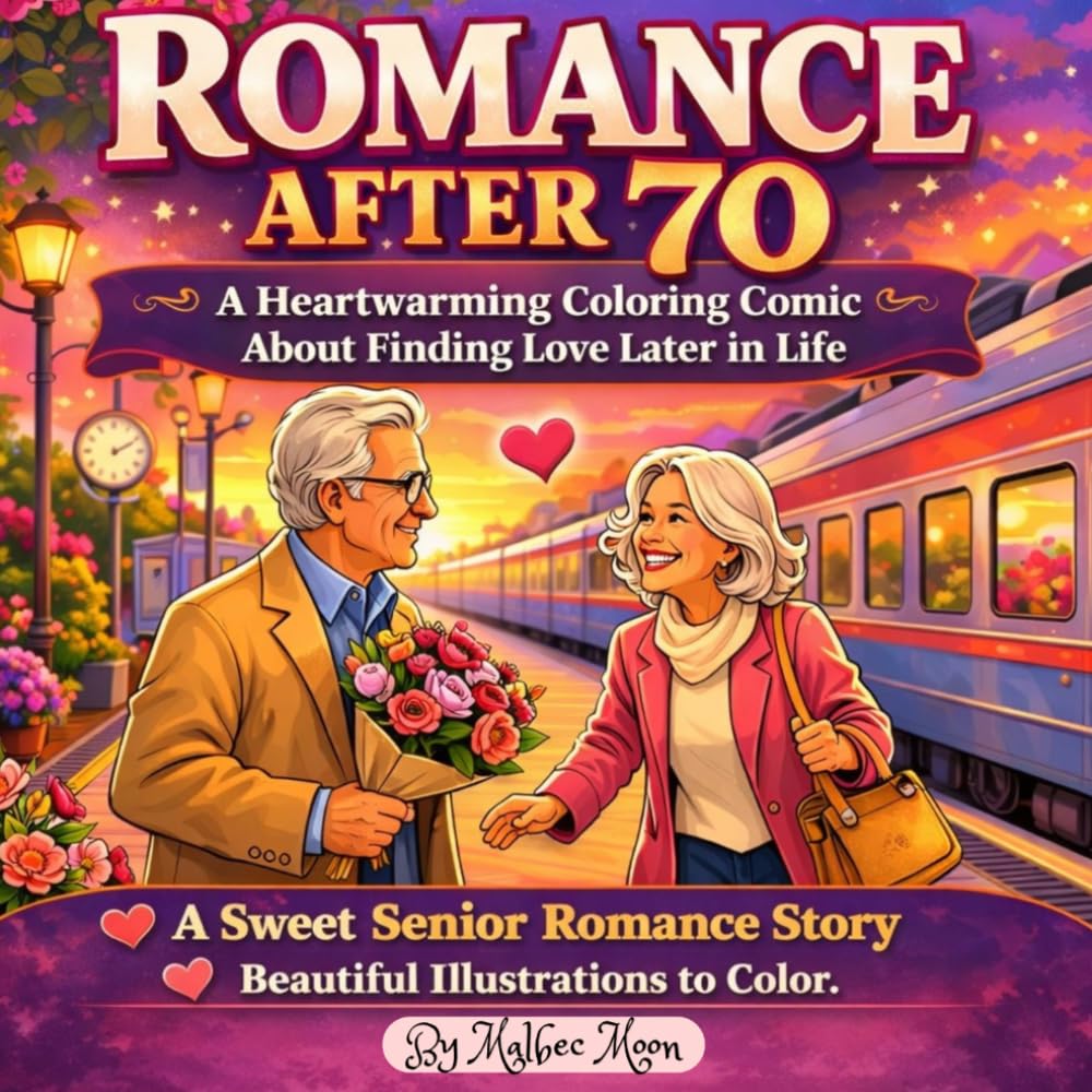 ROMANCE AFTER 70: ROMANTIC COUPLES COLORING COMIC BOOK ABOUT FINDING LOVE LATER IN LIFE