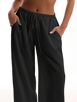 RoseSeek Womens Linen Pants Wide Leg Loose Cotton Swimsuit