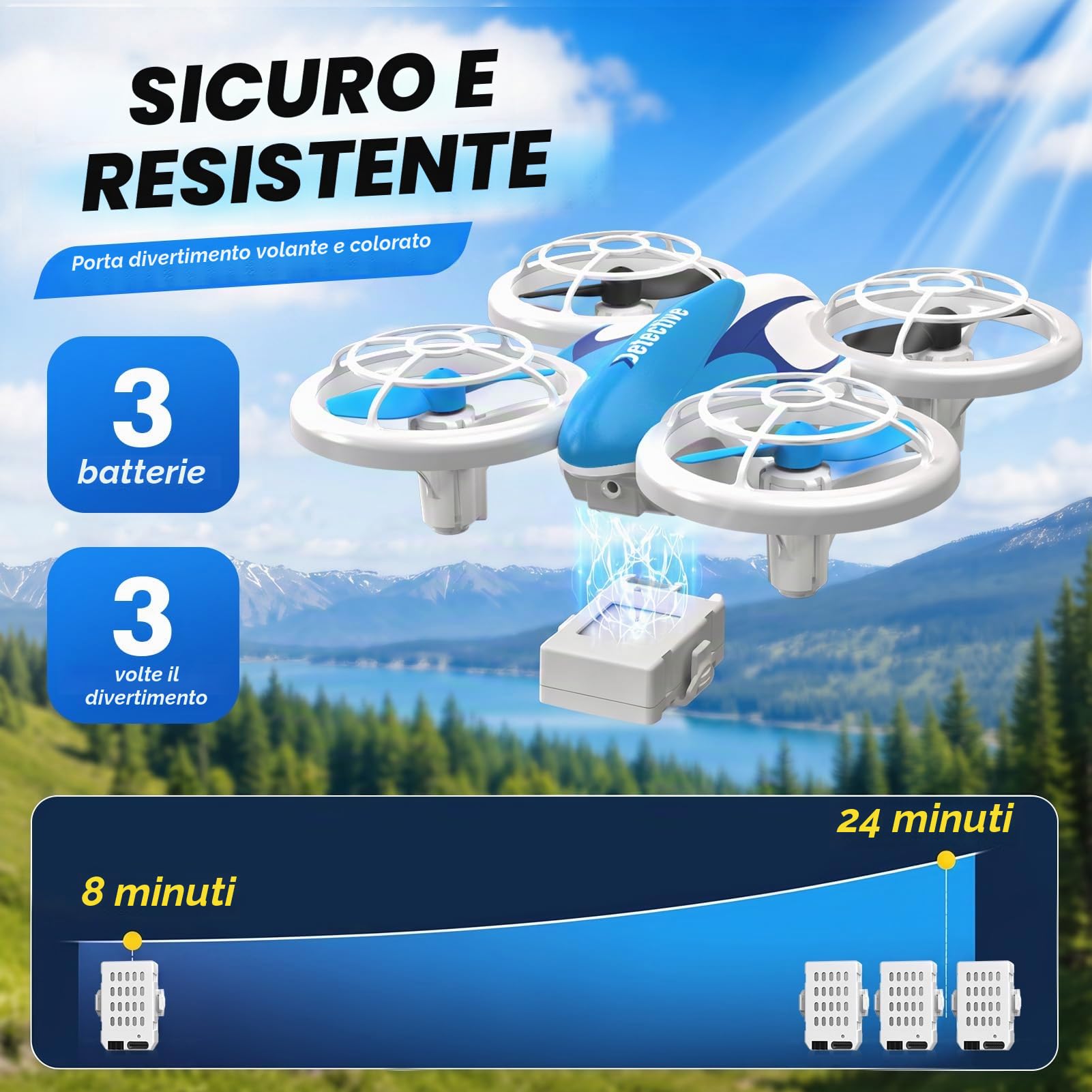 Mini Drone per Bambini e Principianti, Droni Quadricottero RC con Luci Colorate e 3 Batterie, Giocattolo Regalo per Telecomando da 6 7 8 9 10+ Anni