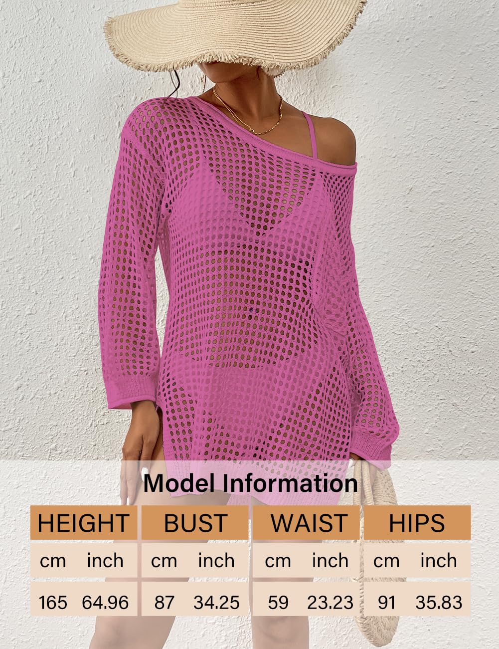 Bsubseach Crochet Cover Up for Swimwear Women Pool Swimsuit Coverup Long Sleeve Beach Knit Tops