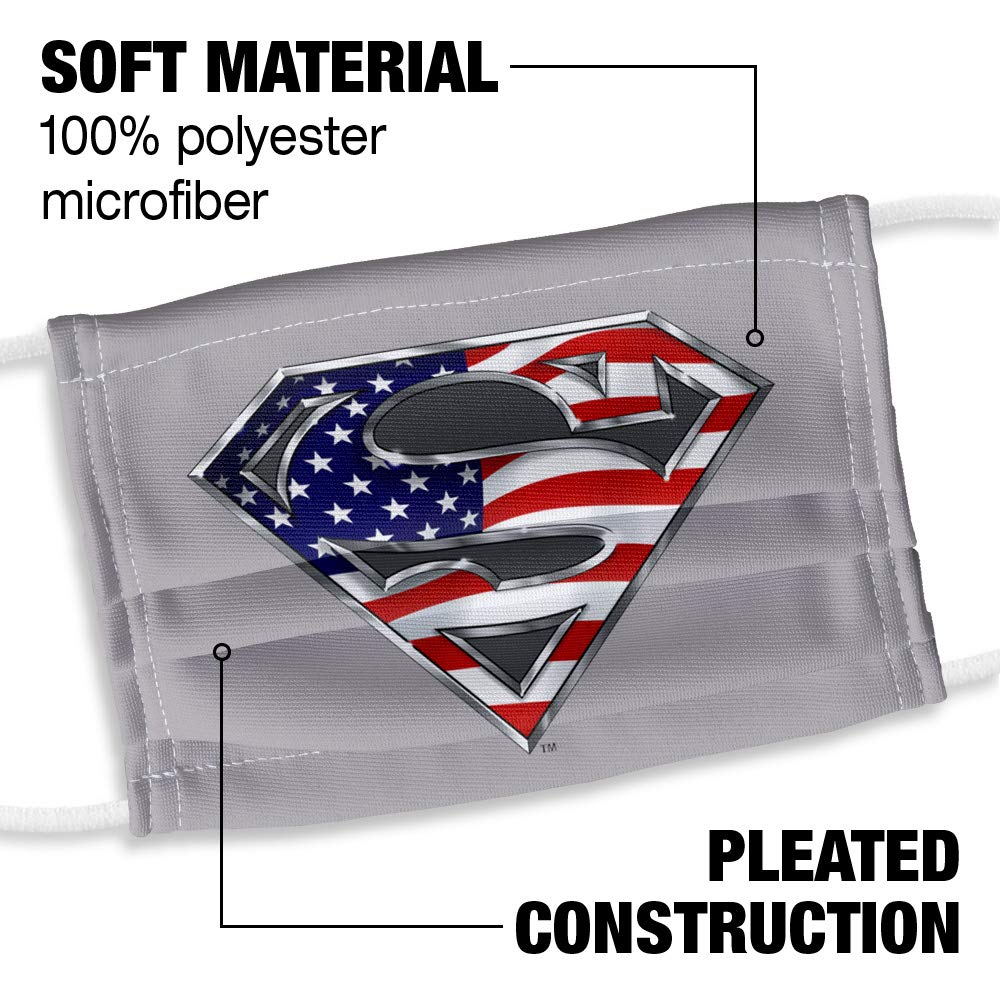 Popfunk Superman Kids All-American 1-Ply Reusable Face Mask Covering with Adjustable Nose Wire