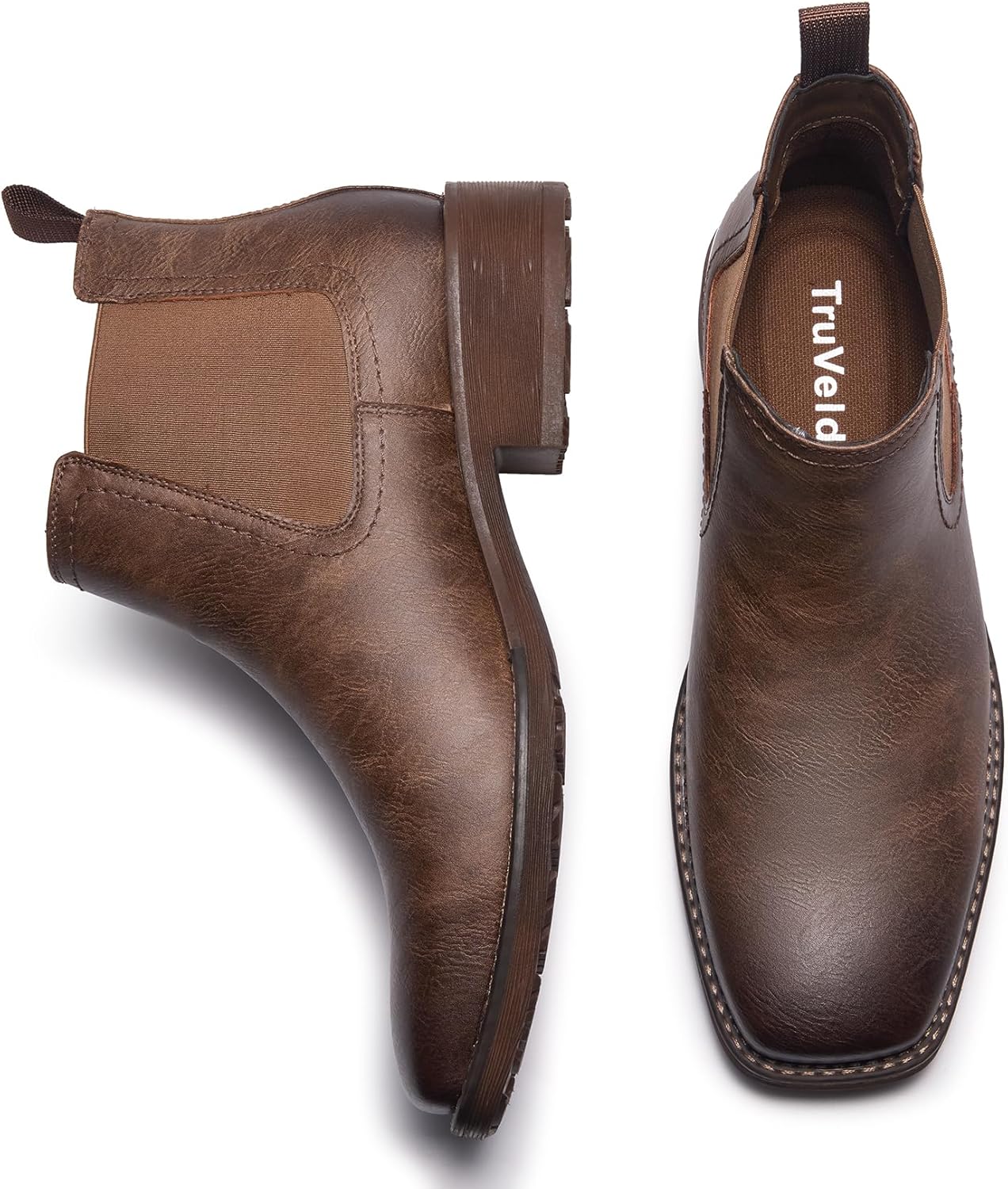 Men’s Chelsea Boots Square Toe Slip-On Ankle Dress Boots Casual Business Casual Shoes for Men - Image 6