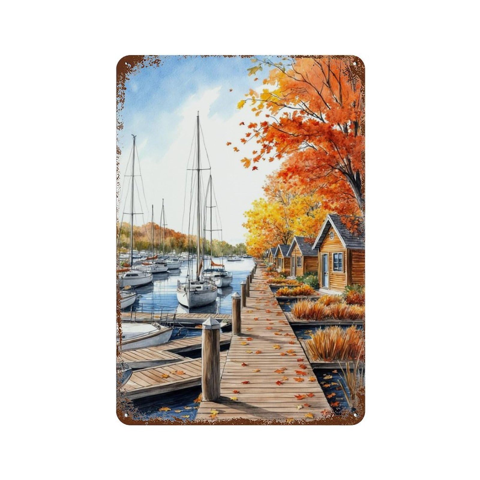 xiaoxiaoshen Vintage Landmark Countryside Pier Wall Decor Art Metal Tin Poster Modern Home Decor Art Home Bar Shop Decorations Vintage Sign 30x20cm