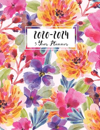 5 Year Planner 2020-2024: Flower Watecolor Cover | 60 Months Calendar | Five Year Planner With Holidays Appointment Calendar Agenda Schedule Organizer ... Five Year Planner 5 Year Monthly Planner)