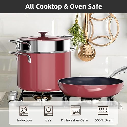 Miniatura 5 de Nuwave Lux - Juego de utensilios de cocina ligeros, 13 piezas, sin PFAS, revestimiento de cerámica antiadherente Duralon G10, asas que no se