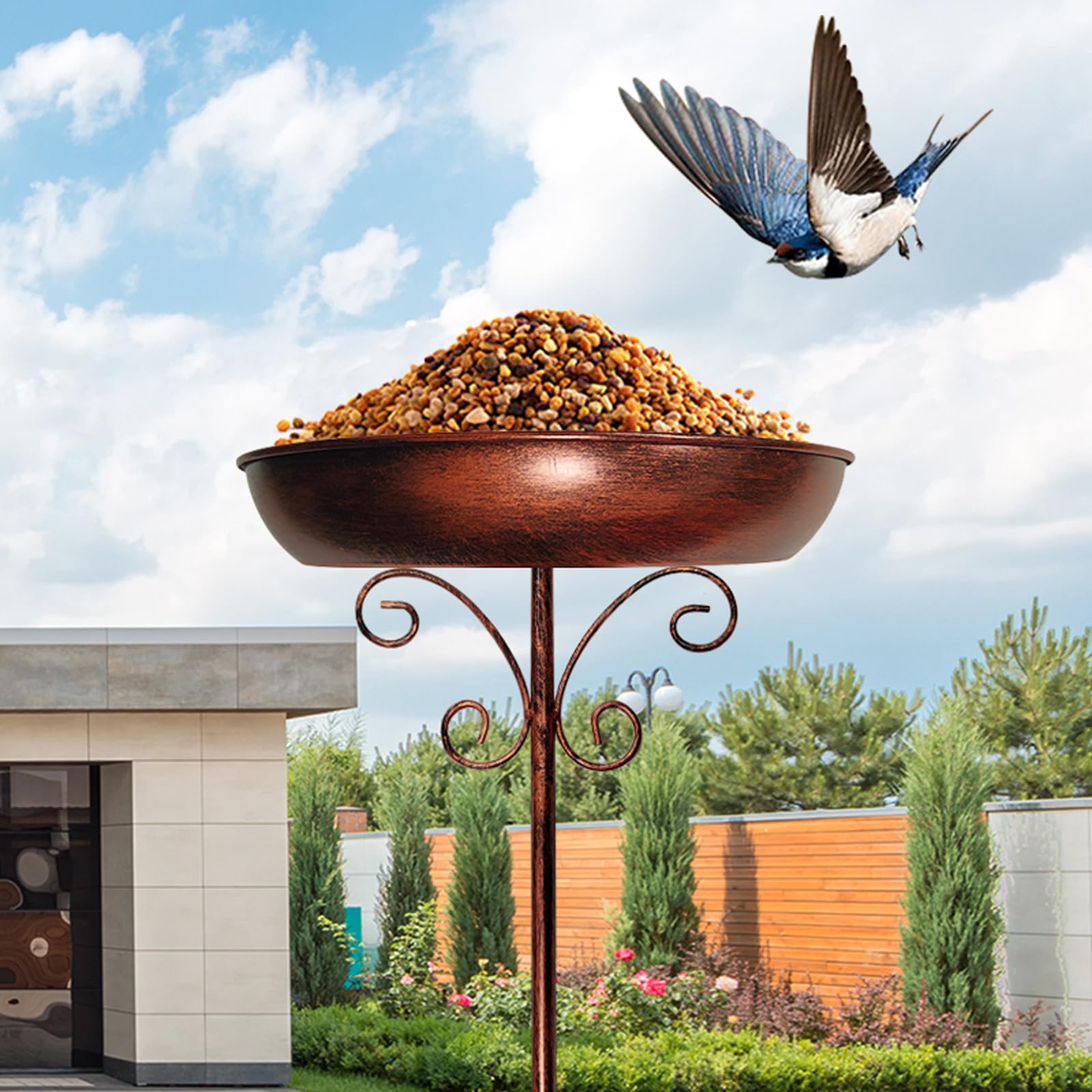 Abbeveratoio per uccelli da giardino, in metallo, per uccelli selvatici, per uccelli selvatici, per uccelli, mangiatoie, balcone, giardino