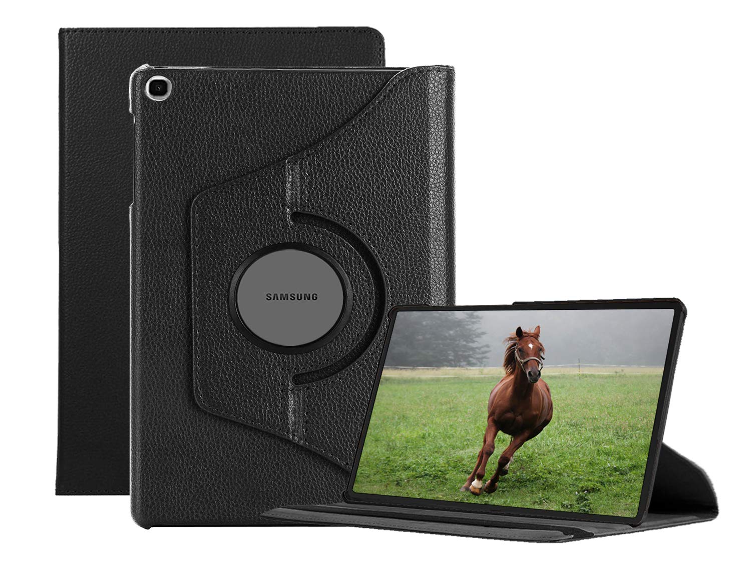 ORRINKART 360 Degree Rotating Case Cover for Samsung Galaxy Tab A7 Lite 8.7 inch 2021 [SM-T220 / SM-T225] Adjustable Stand PU Leather Flip Case -Sassy Black