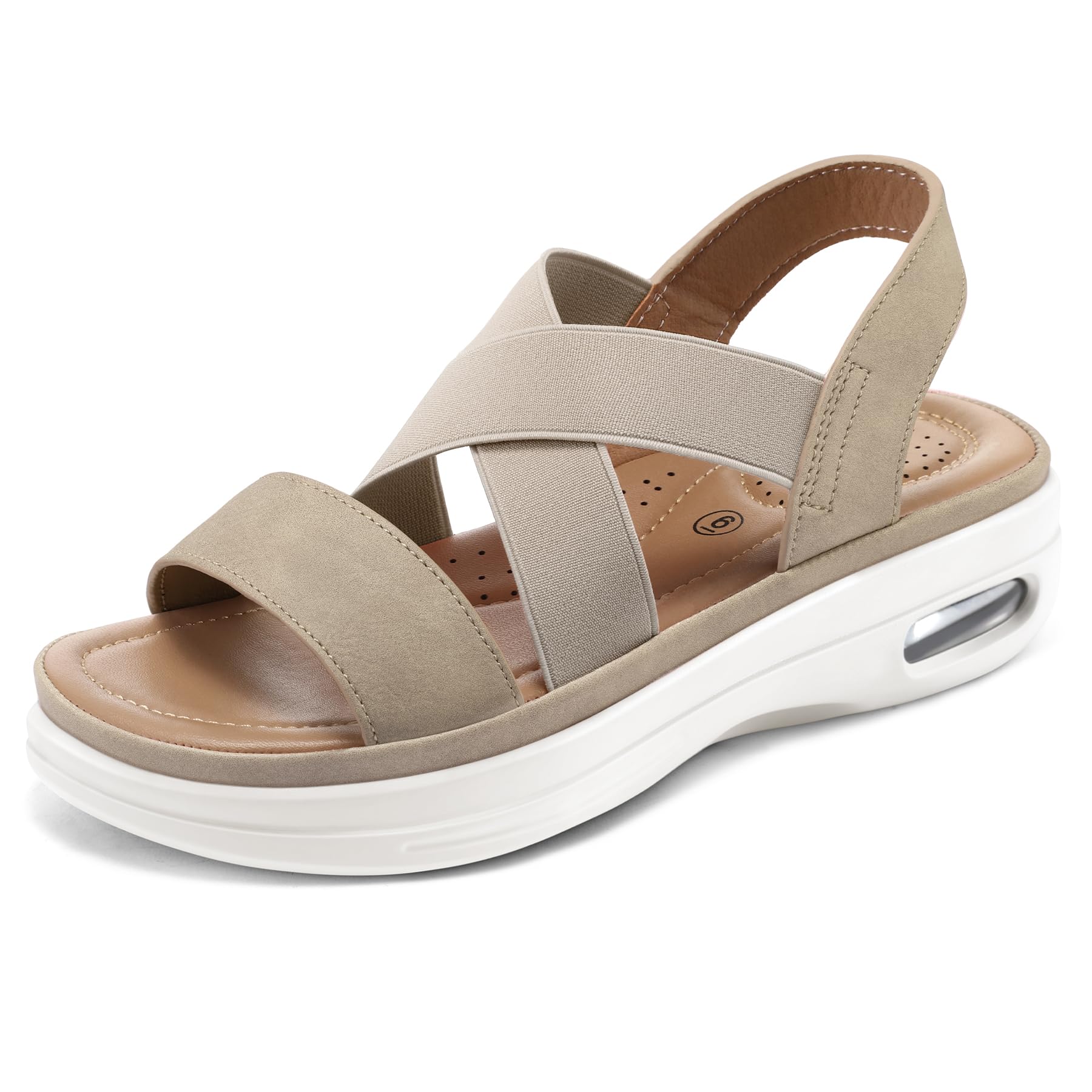 mysoft Women's Comfortable Walking Sandals Air Cushion Sport Slingback Elastic Band Platform Shoes