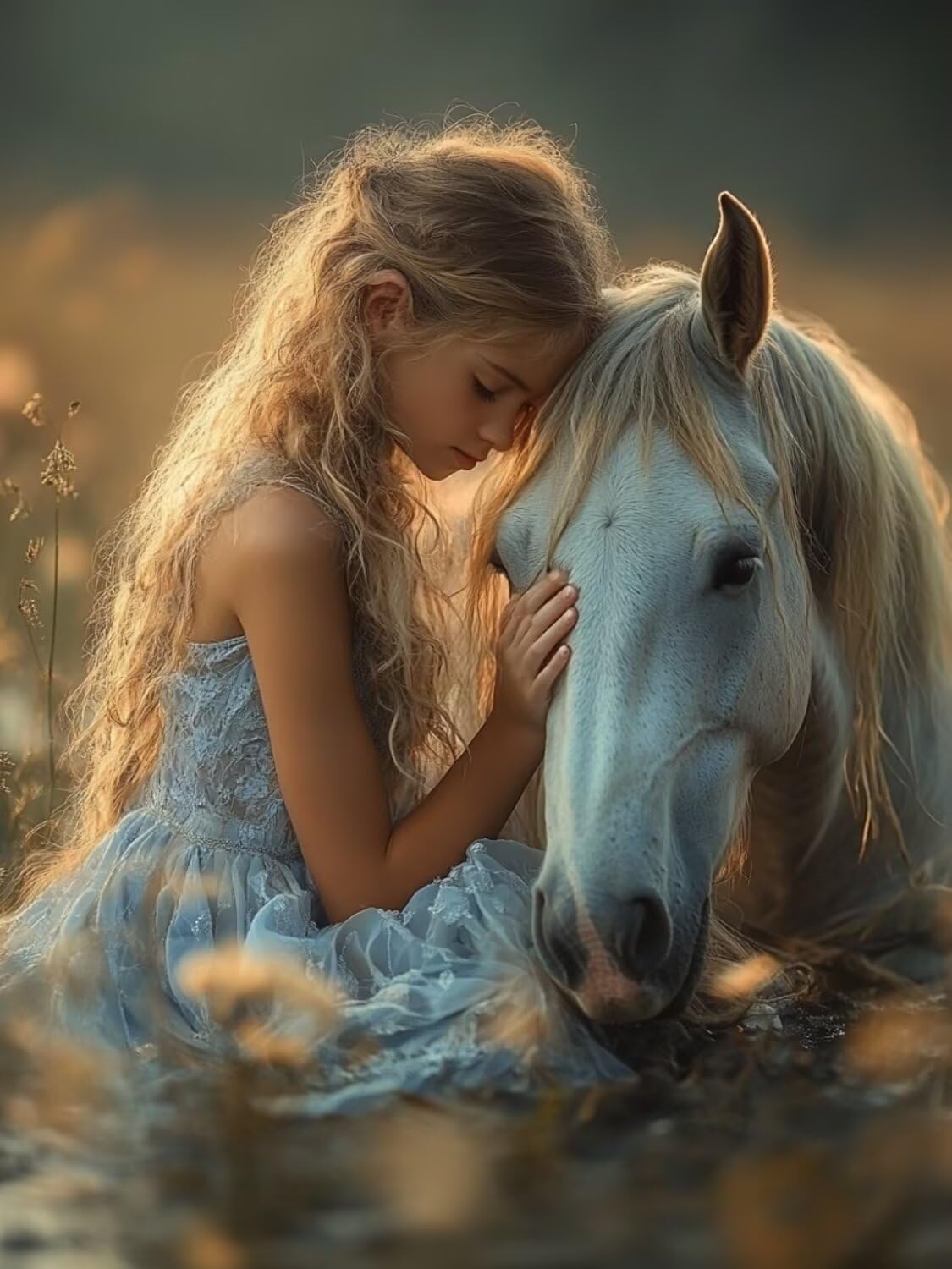 Diamond Painting XXL Mädchen für Bastelset Kinder ab 6 Jahre, Diamond Painting Horse, 5D DIY Diamant Malerei Bilder Stickerei Set, Dimond Kristall Handwerk Geschenke für Zuhause Deko 70x90cm S-242
