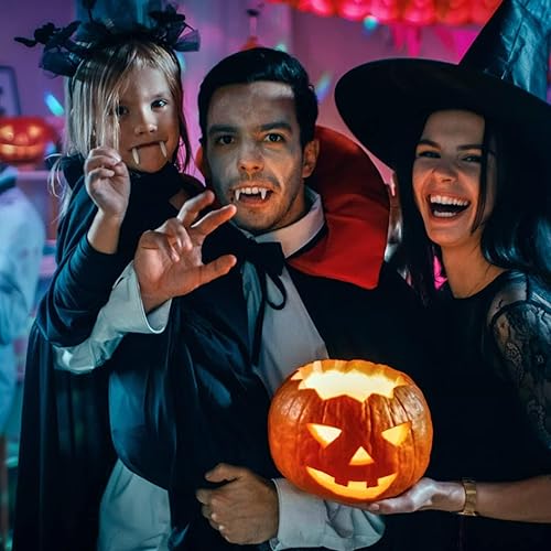 Miniatura 6 de 2 pares de colmillos de vampiro zombi retráctiles de Halloween, reutilizables, espeluznantes dientes falsos, disfraz de Halloween, fiesta de