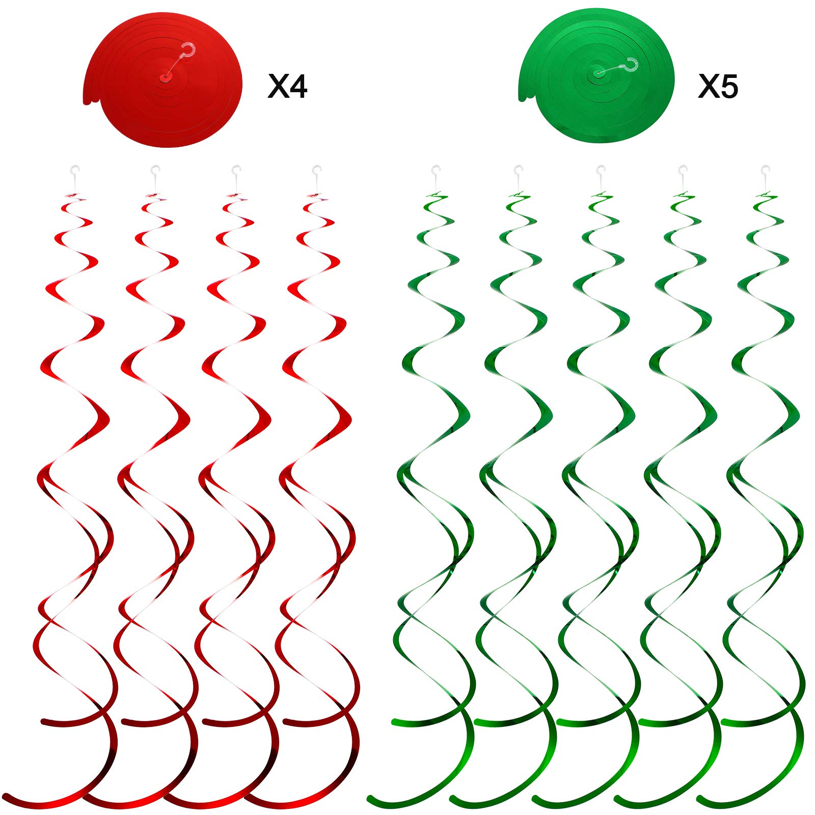30-teiliges Weihnachts-Deko-Set – Hängende Folien-Spiralen Mit Baum, Elch, Glocke & Schneeflocke