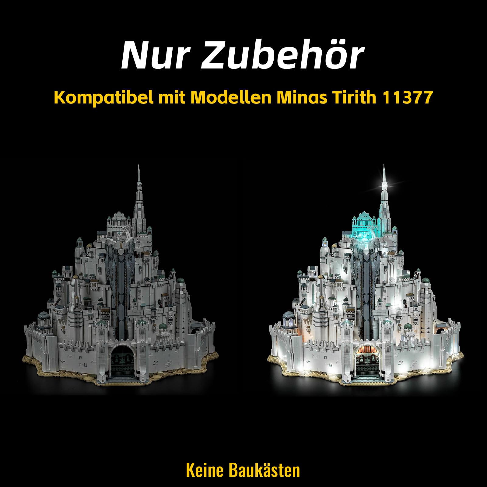 Set di luci a LED compatibile con Lego Minas Tirith 11377 (senza modello) | Set di illuminazione decorativa compatibile con Lego Minas Tirith, facile da montare, solo set di luci, modello non incluso