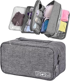3 Leyer Travel Multi-Function Bra Underwear Packing Organize Storage Bag,Cosmetic Bag, Bra,Socks,Cosmetic Accessories Storage Case (Grey)