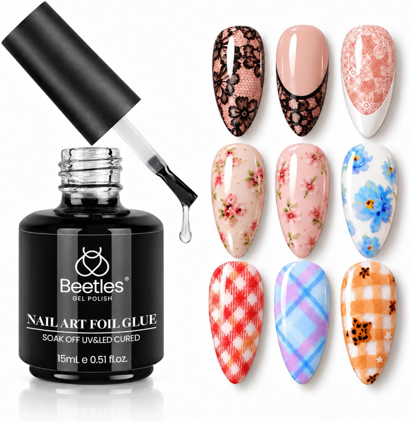 Nail Art Foil Glue For Stickers Transfer 15Ml Manicure Diy Led Lamp Required Soak Off