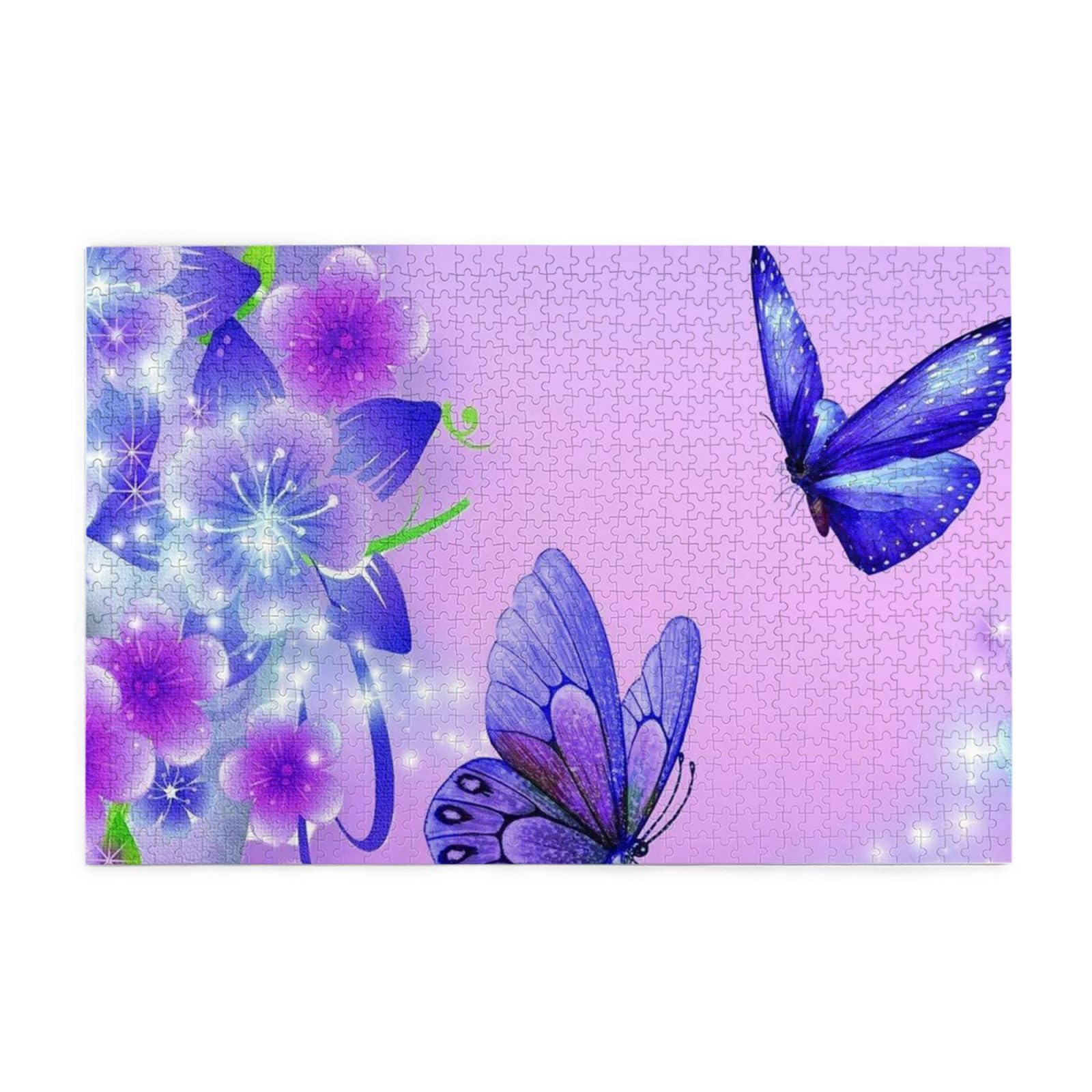1000 Piece Wooden Puzzle - Lilac & Purple Butterflies Challenging Jigsaw For Adults