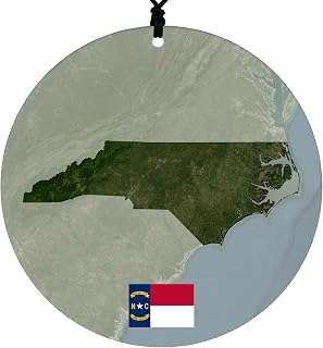 North Carolina Christmas Ornament - Festive Design Featuring Aerial Terrain Map and State Flag - 2025 Hanging Acrylic Disc Decoration for Tree - Unique and Home Decor